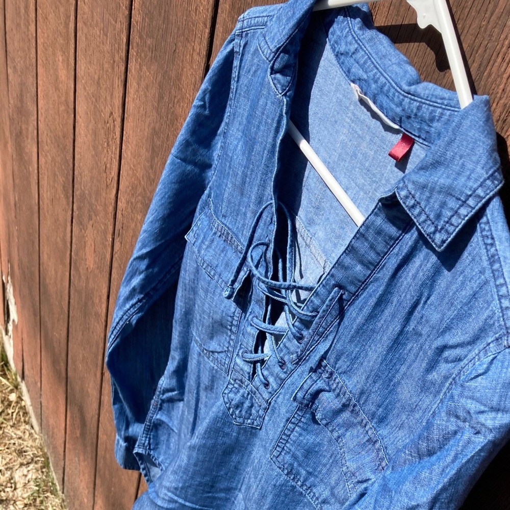SO Chambray Cotton Blouse | Women’s Size Small - Picture 3 of 3